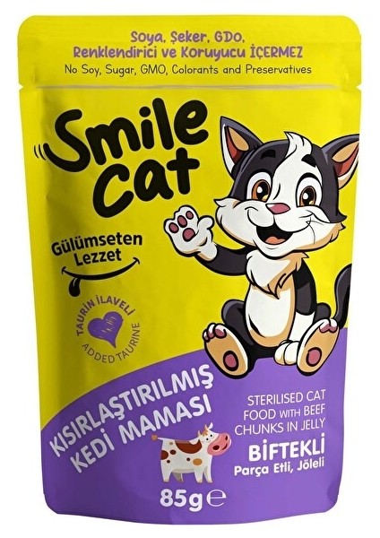 Cat Kısırlaştırılmış Kedi Maması Biftekli 5 x 85 gr