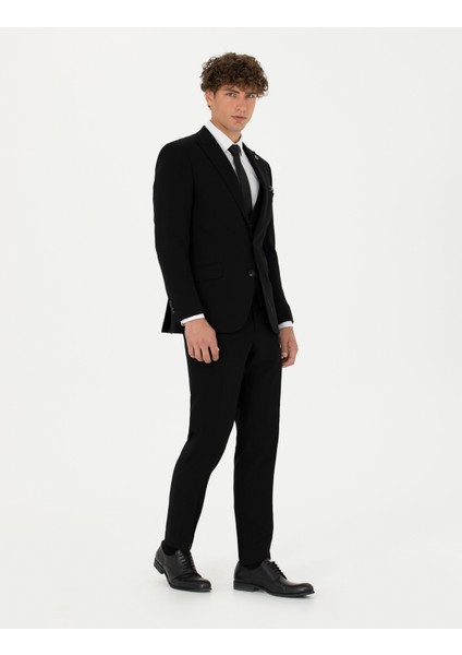 Erkek Yelekli Siyah Ekstra Slim Fit Takım Elbise 50275911-VR046 modelleri
