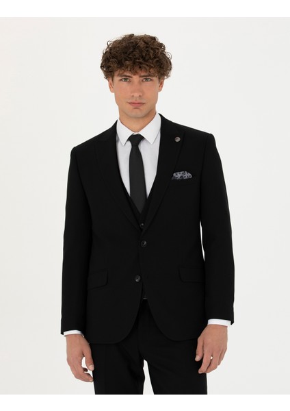 Erkek Yelekli Siyah Ekstra Slim Fit Takım Elbise 50275911-VR046 fırsatları