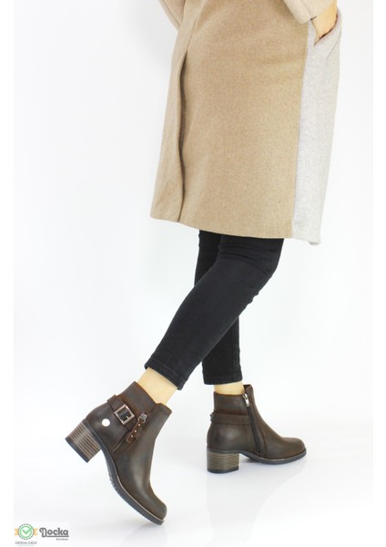 Kadın Hakiki Deri Kalın Topuklu Günlük Klasik Bot M24/KB414