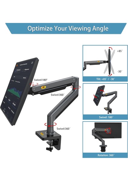 NB G45 Amortisörlü 22"-40" Vesa 2-12 kg Profosyonel Monitör Standı modelleri