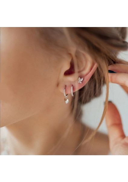 Silver Renkli Kelebek Helix Piercing Tragus Lob Conch 8 mm modelleri