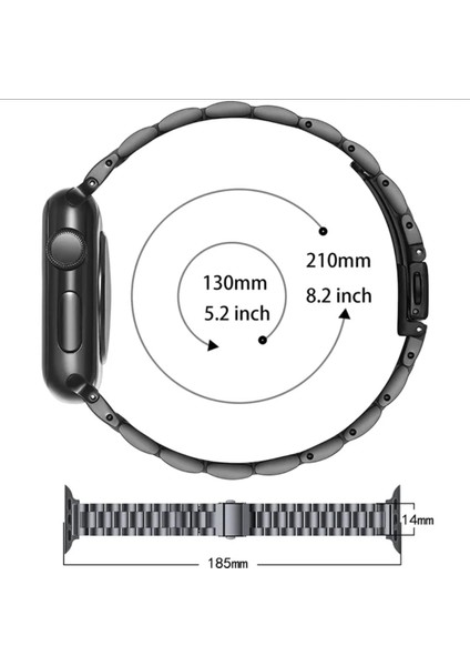 Apple Watch 38 40 41 mm Seri 10-42mm Şık Tasarım Ince Paslanmaz Ayarlanabilir Metal Kordon