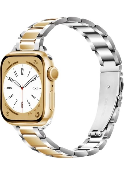 Apple Watch 42 44 45 46 49 mm Zarif Şık Tasarım Ince Paslanmaz Ayarlanabilir Metal Kordon