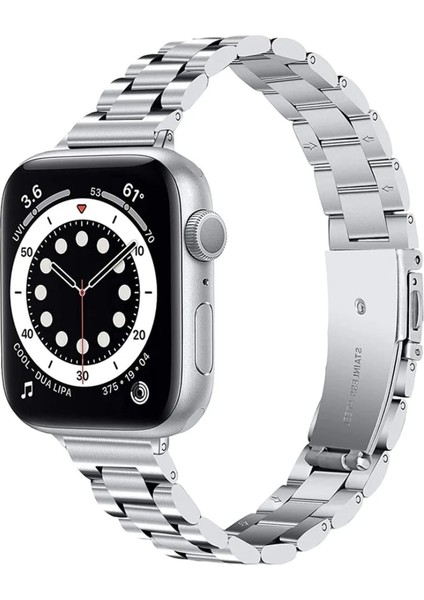Apple Watch 42 44 45 46 49 mm Zarif Şık Tasarım Ince Paslanmaz Ayarlanabilir Metal Kordon