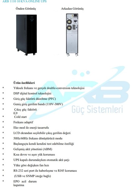 1110 10 Kva Online Kesintisiz Güç Kaynağı