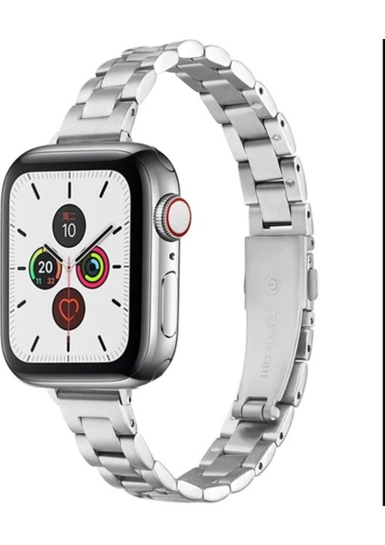 Apple Watch 38/40/41 mm (Seri 10 42mm) 9 8 7 Se 6 5 4 3 2 1 Paslanmaz Çelik Zarif Slim Ayarlanabilir Kordon