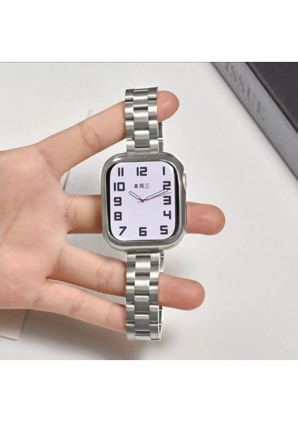 Apple Watch 38/40/41 mm (Seri 10 42mm) 9 8 7 Se 6 5 4 3 2 1 Paslanmaz Çelik Zarif Slim Ayarlanabilir Kordon