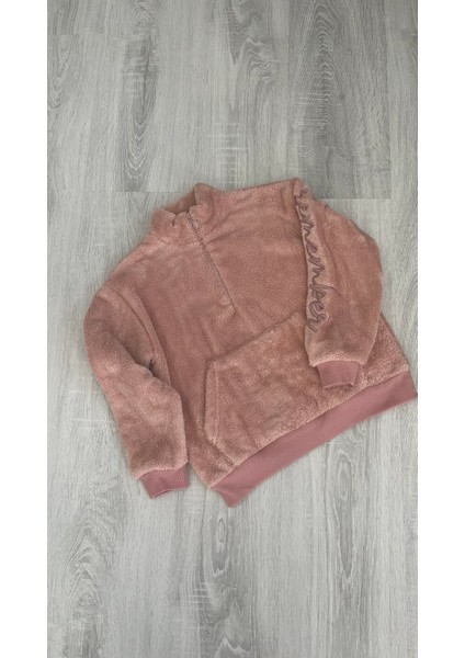 Minik Ikon Kız Çocuk Fermuarlı Dik Yaka Peluş Sweat