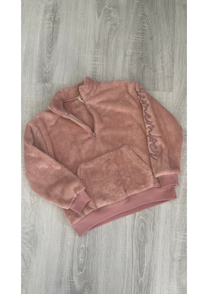 Minik Ikon Kız Çocuk Fermuarlı Dik Yaka Peluş Sweat