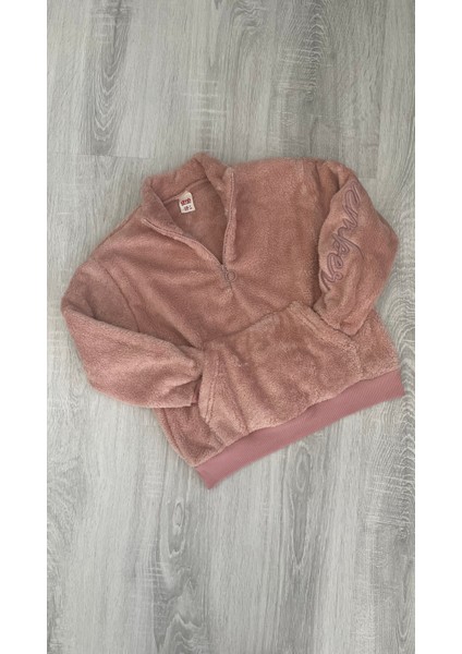 Minik Ikon Kız Çocuk Fermuarlı Dik Yaka Peluş Sweat