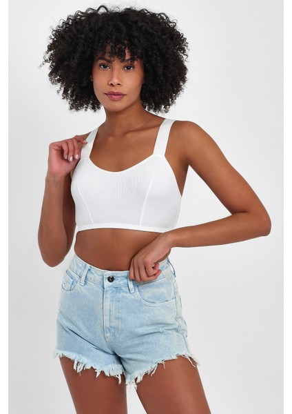 Basic Ekru Askılı Crop