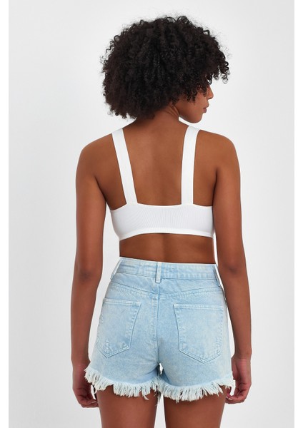 Basic Ekru Askılı Crop