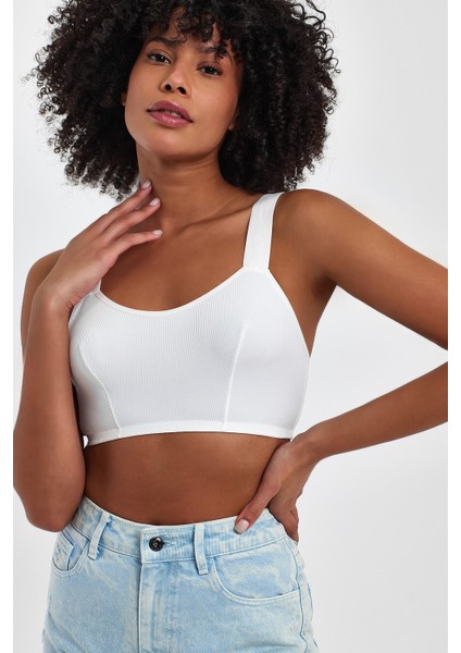 Basic Ekru Askılı Crop