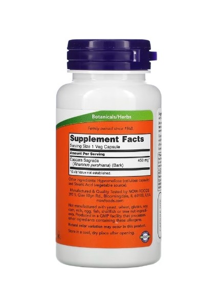 Cascara Sagrada, 450 mg 100 Vegan Kapsül fiyatları