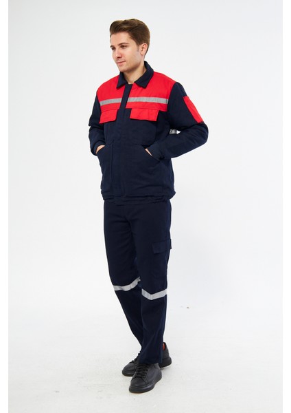 Iş Takımı (Mont+Pantolon) Reflektörlü Pamuk Lacivert fırsatları