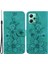 Xiaomi Redmi Için Deri Kılıf Not 12 5g (Çin)/(Hindistan)/(Global)/poco X5 5g Baskılı Zambak Çiçek Cüzdan Stand Kapak Yeşili (Yurt Dışından) 1