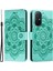 Xiaomi Redmi Için 12C 4g Deri Cüzdanlı Telefon Kapağı Mandala Baskalı Damla Geçirmez Stand Örnek Yeşil (Yurt Dışından) 1