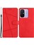 Xiaomi Için Redmi 12C 4g Baskılı Çizgiler Cüzdan Deri Telefon Kılıf Çılgın At Doku Standı Kapak-Kırmızı (Yurt Dışından) 1
