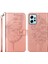 Xiaomi Için Redmi Note 12 4g Kelebek Çiçeği Basılı Pu Deri Stand Cüzdan Telefon Kılıfı El Strap-Rose Altın (Yurt Dışından) 1