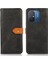 Xiaomi Için Khazneh Redmi 12C 4G/11A 4g Cowhide Doku Deri Deri Cüzdan Kapak Standı Anti-Drop Telefon Kılıfı Black (Yurt Dışından) 1