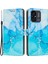 Xiaomi Için Redmi 12C 4g / 11A 4g Cep Telefon Kılıfı Stand Cüzdan Mermer Desen Pu Deri Telefon Kapağı Kayış Mavisi / Yeşil (Yurt Dışından) 1