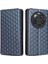 Xiaomi 13 Ultra Rhombus Için Baskılı Pu Deri Telefon Kılıfı Cüzdan Stand Flip Cover-Blue (Yurt Dışından) 1