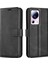 Xiaomi Için 13 Lite/civi 2 5g Kare Toka Deri Telefon Kasası Buzağı Doku Cüzdanı Stand Anti-Drop Cover-Black (Yurt Dışından) 1
