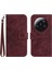 Xiaomi Için HT04 13 Ultra Anti-Dust Ayçiçeği Desen Cüzdan Kapağı Pu Deri Stand Telefon Kılıfı El Strap-Wine Kırmızı (Yurt Dışından) 1