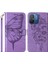 Xiaomi Redmi Için Deri Telefon Kılıfı 12C 4G/11A 4g/poco C55 4g, Cüzdan Kelebek Çiçek Stand El Strap-Purple ile Flip Telefon Kapağı (Yurt Dışından) 1