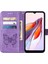 Xiaomi Redmi Için Deri Telefon Kılıfı 12C 4G/11A 4g/poco C55 4g, Cüzdan Kelebek Çiçek Stand El Strap-Purple ile Flip Telefon Kapağı (Yurt Dışından) 2