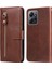Xiaomi Için Redmi Not 12 4g Zipper Cep Deri Kılıf Buzağı Doku Standı Cüzdan Telefon Kapak-Kahverengi (Yurt Dışından) 1
