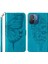 Xiaomi Redmi Için Deri Telefon Kılıfı 12C 4G/11A 4g/poco C55 4g, Cüzdan Kelebek Çiçek Stand El Strap-Blue ile Flip Telefon Kapağı (Yurt Dışından) 1