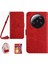 HT03 Xiaomi Için Telefon Kılıfı 13 Ultra Pu Deri Kelebek Çiçekleri Baskılı Stand Cüzdan Kapağı Omuz Kayışı Kırmızısı (Yurt Dışından) 1