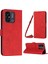 Xiaomi Redmi Için 12C 4G/11A 4g Telefon Kılıfı Baskılı Kalp Şekli Stand Cüzdan Deri Telefon Kapağı Omuz Kayışı Kırmızısı (Yurt Dışından) 1