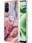 Xiaomi Redmi Için 12C 4G/11A 4g Mermer Desen Telefon Kılıfı 2.0mm Tpu Elektrutmuş Kenar Kickstand Cover-Rose Gold (Yurt Dışından) 2
