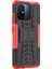 Xiaomi Redmi Için 12C 4g/poco C55 4g Lastik Deseni Kickstand Telefon Kılıfı Pc+Tpu Şok Geçirmez Telefon Kapak-Kırmızı (Yurt Dışından) 4