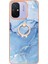 Xiaomi Redmi Için 12C 4G/11A 4g Mermer Desen Telefon Kılıfı 2.0mm Tpu Elektrutmuş Kenar Kickstand Cover-Blue (Yurt Dışından) 3
