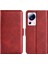 Xiaomi Için 13 Lite/civi 2 5g Buzağı Doku Cep Telefonu Kapak Standı Cüzdan Pu Deri Telefon Kılıf Kırmızısı (Yurt Dışından) 1