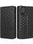 Xiaomi Redmi Için 12C 4G/11A 4g/poco C55 4g Şok Geçirmez Telefon Kasası Baskılı Eşkenar Dörtgen Desen Pu Deri Cüzdan Standı Kapak-Black (Yurt Dışından) 1