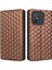 Xiaomi Redmi Için 12C 4G/11A 4g/poco C55 4g Şok Geçirmez Telefon Kasası Baskılı Eşkenar Dörtgen Desen Pu Deri Cüzdan Standı Kapak Kahverengi (Yurt Dışından) 1