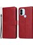 Xiaomi Redmi A1+ 4g/a2+ 4g/poco C50 4g (Parmak Izi Deliği Ile) Buzağı Doku Pu Deri Flip Koruyucu Kılıf Cüzdan Stand Tam Koruma Telefon Kapağı Kayış-Kırmızı ile (Yurt Dışından) 2