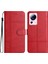 Xiaomi 13 Lite/civi 2 5g Pu Deri Telefon Cüzdan Çizgisi Baskılı Cowhide Doku Stand Kapak-Kırmızı (Yurt Dışından) 1