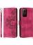 Xiaomi Redmi Için Şok Geçirmez Kılıf Not 12S 4g Çiçek Baskılı Deri Kapak Strap-Wine Red ile Cilt Touch Cüzdan Telefon Kılıfı (Yurt Dışından) 1