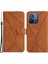 Xiaomi Için HT05 Poco C55 4g/redmı 11A 4G/12C 4g Telefon Kılıfı Standı Stand Cilt Dokunuşu Basılı Hat Pu Deri Kapak Kahverengi (Yurt Dışından) 1