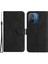 Xiaomi Için HT05 Poco C55 4g/redmı 11A 4G/12C 4g Telefon Kılıfı Standı Stand Cilt Dokunuşu Basılı Hat Pu Deri Kapak Black (Yurt Dışından) 1