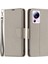 Xiaomi Için 13 Lite/civi 2 5g Pu Deri Cüzdan Kapağı Litchi Doku Stand Telefon Kılıfı Strap-Grey (Yurt Dışından) 1