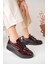 Kadın Hakiki Deri Bordo Rugan Anatomik Taban Rahat Lastik Bağcıklı Ayakkabı 1