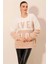 Kadın Krem Beyaz Blok Ever Slow Baskılı Rahat Peluş Sweatshirt HZL23W-BD1554781 3