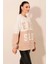 Kadın Krem Beyaz Blok Ever Slow Baskılı Rahat Peluş Sweatshirt HZL23W-BD1554781 4